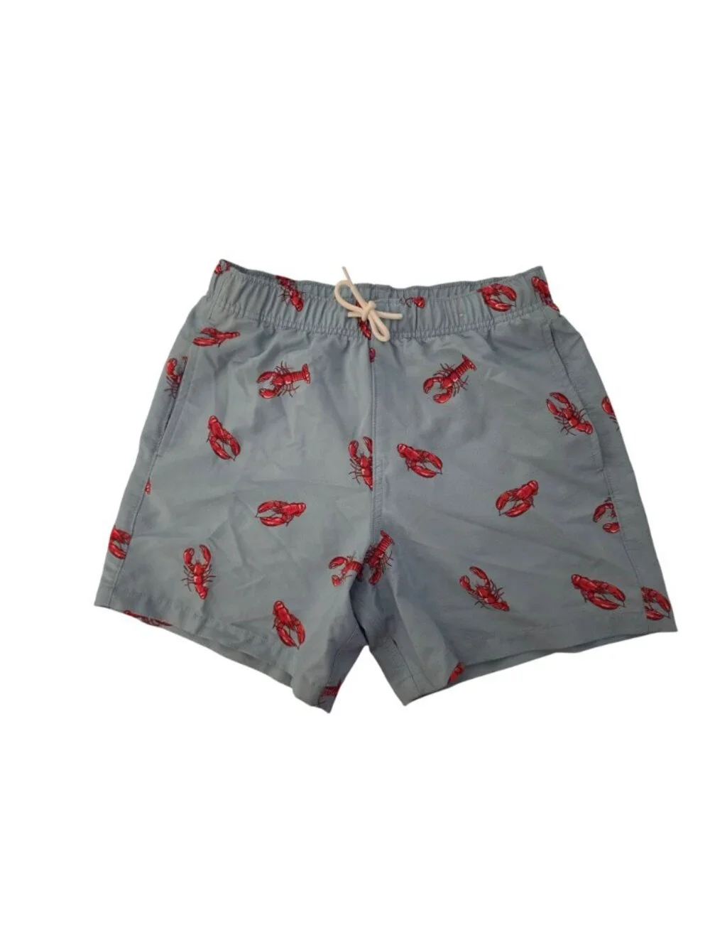 Hollister Lobster Swim Trunks Mens Small Blue Red Print Lined Drawstring Shorts - Picture 2 of 10